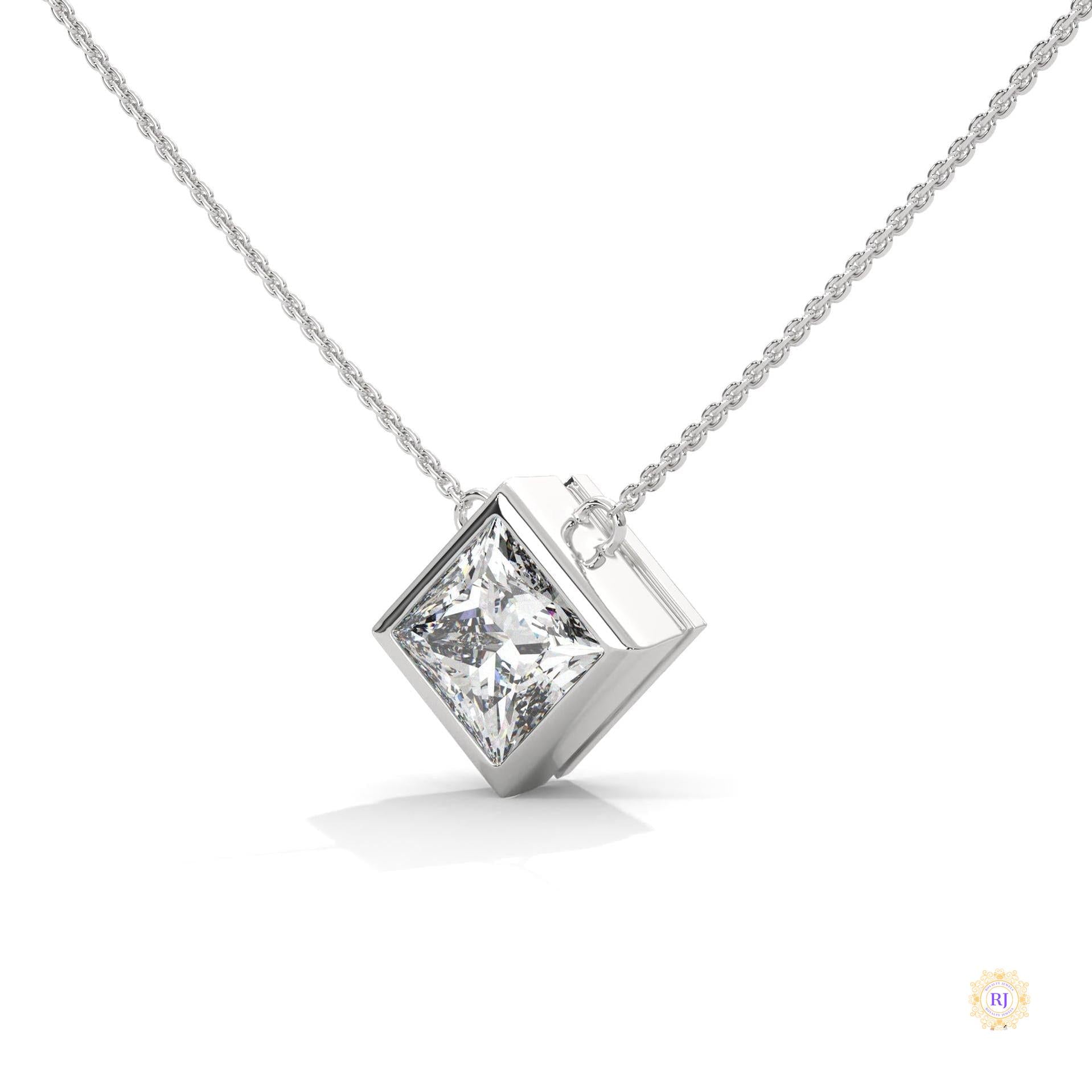 2CT. Bezel Princess Lab Diamond Pendant