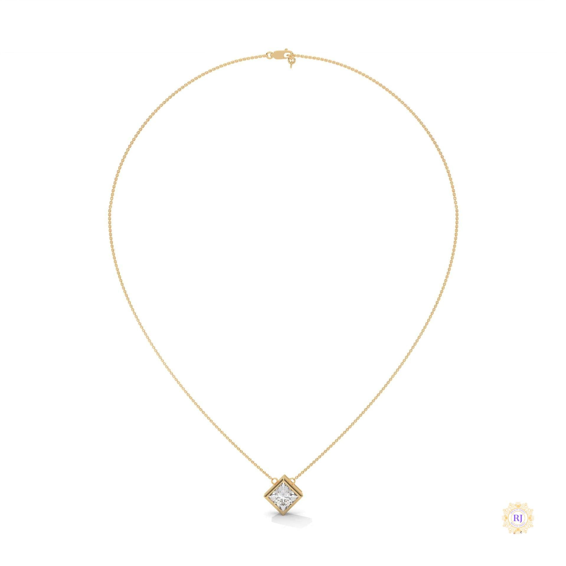 2CT. Bezel Princess Lab Diamond Pendant