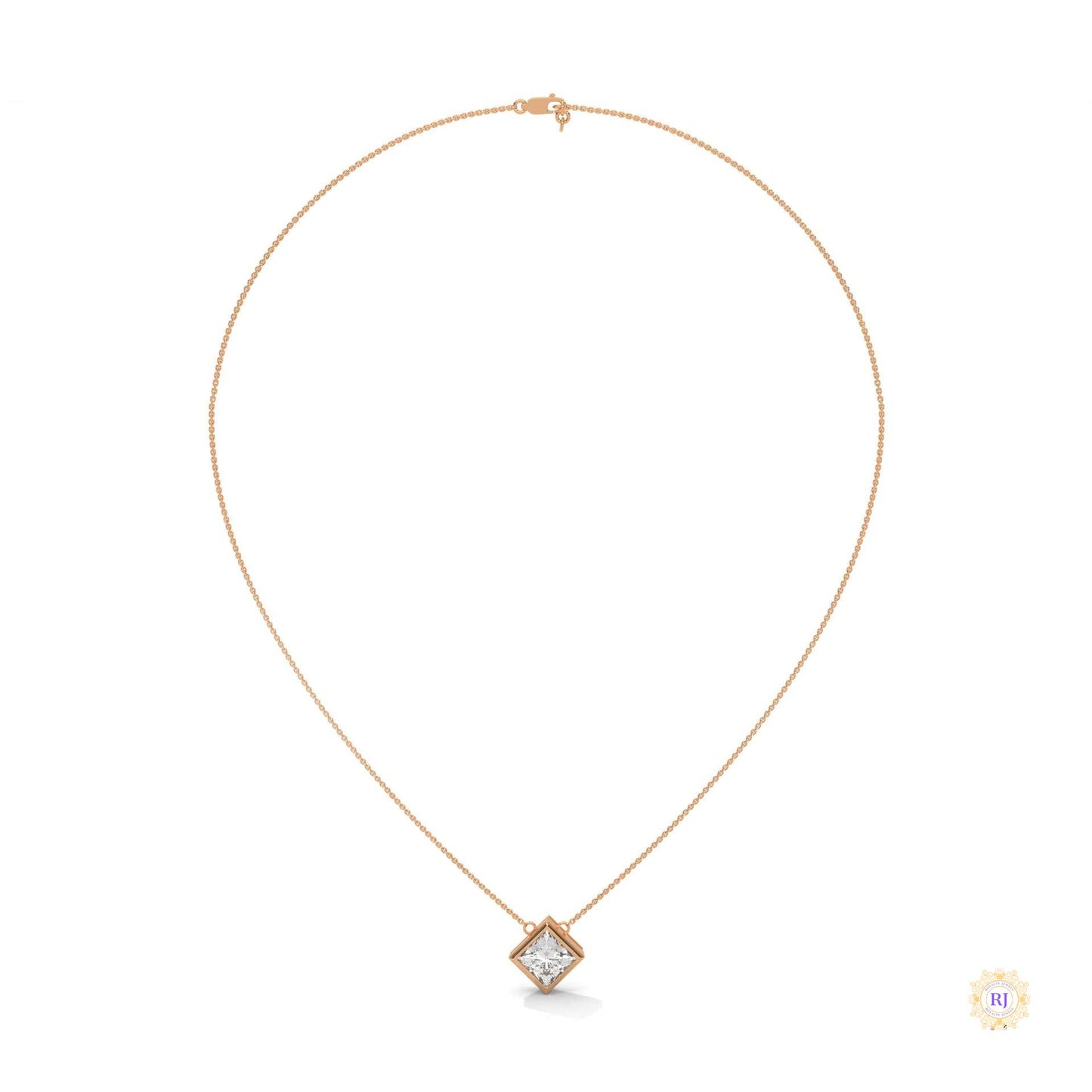 2CT. Bezel Princess Lab Diamond Pendant