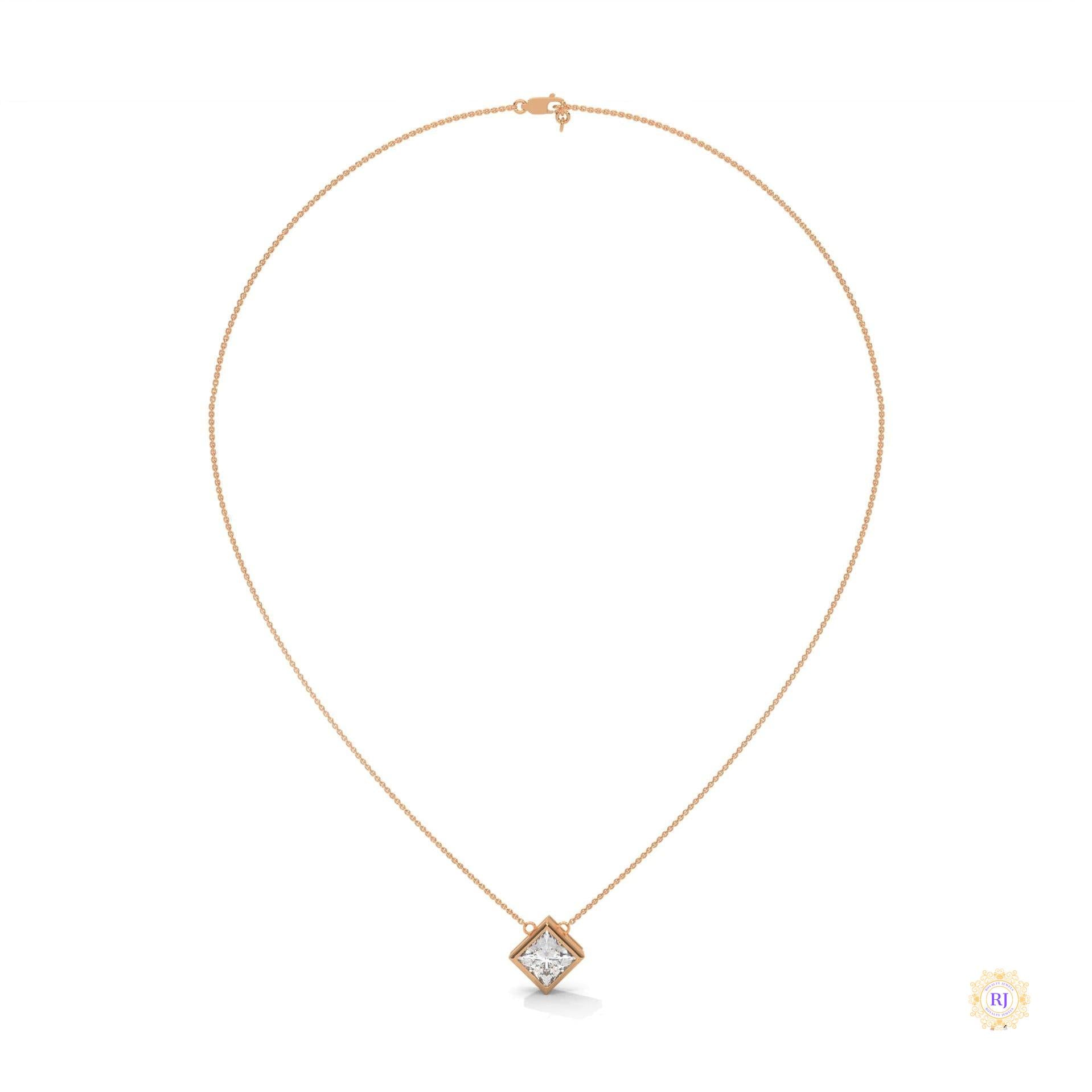 2CT. Bezel Princess Lab Diamond Pendant