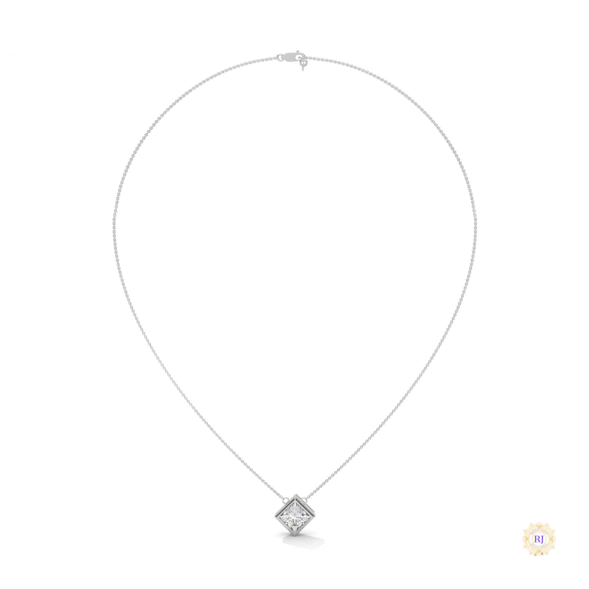 2CT. Bezel Princess Lab Diamond Pendant
