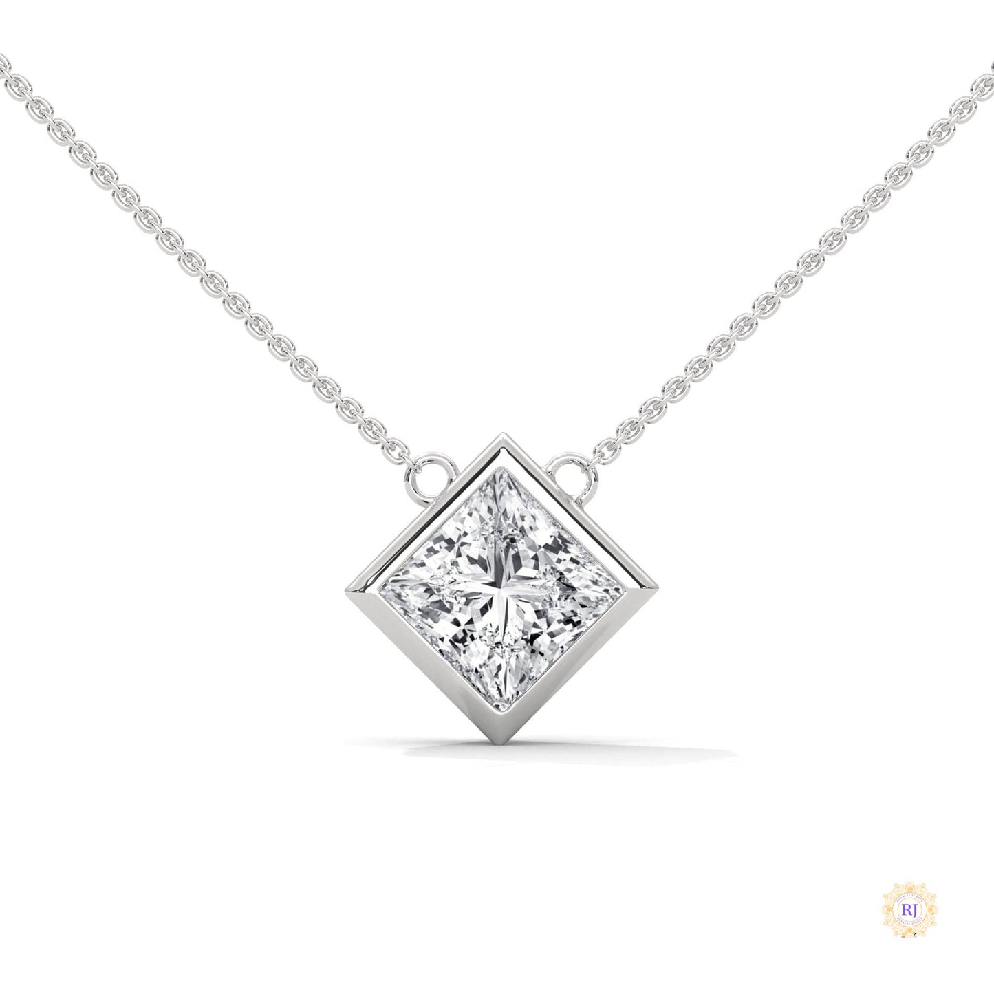 2CT. Bezel Princess Lab Diamond Pendant