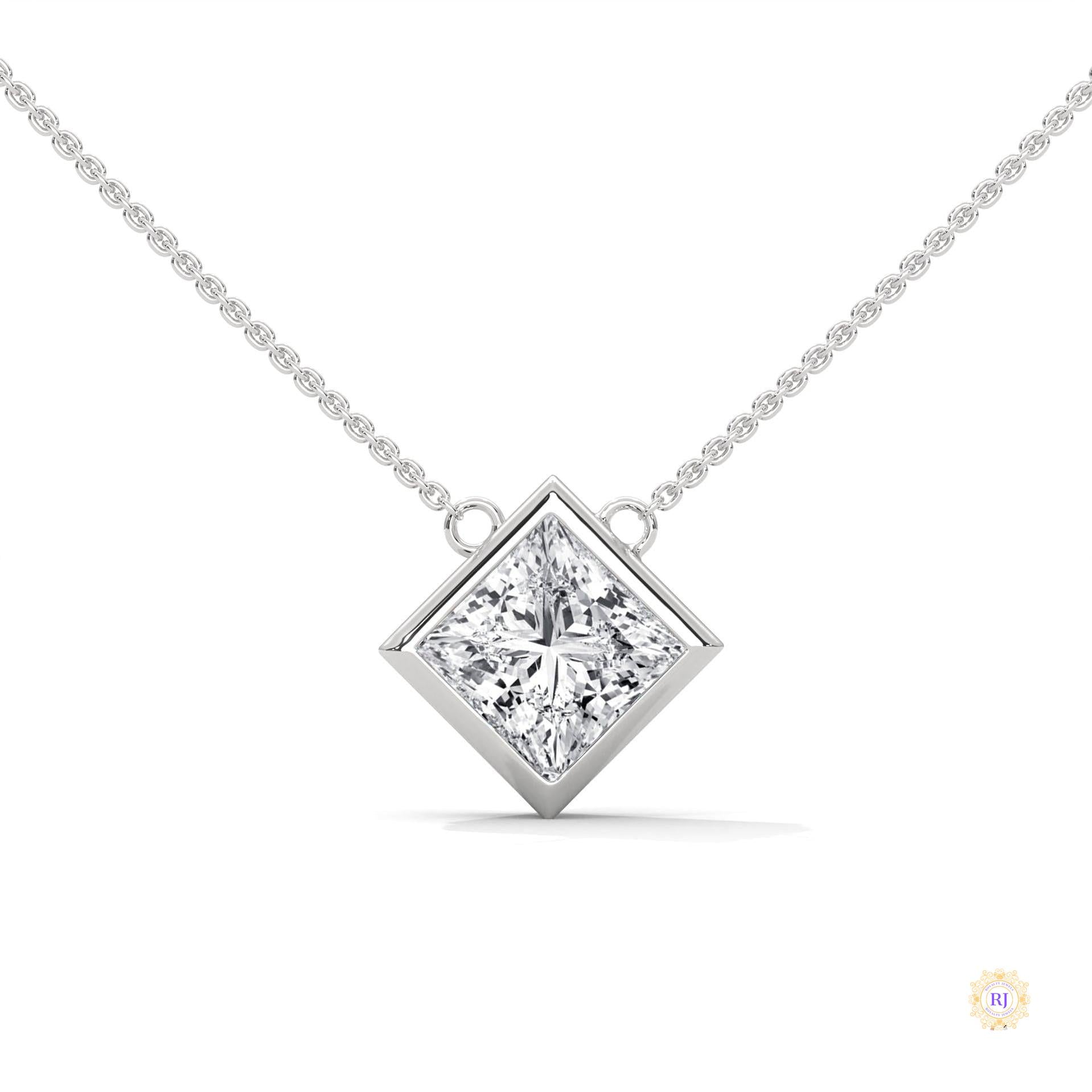 2CT. Bezel Princess Lab Diamond Pendant