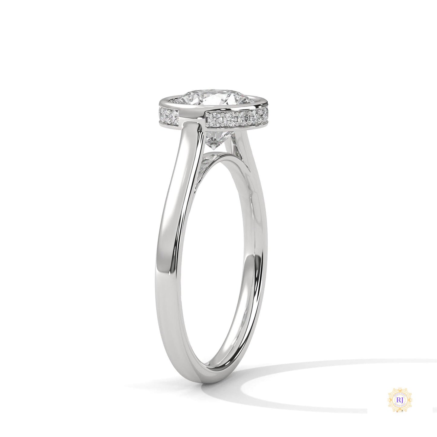 2.15 Ct. Bezel-Set Round Lab Diamond Solitaire Ring