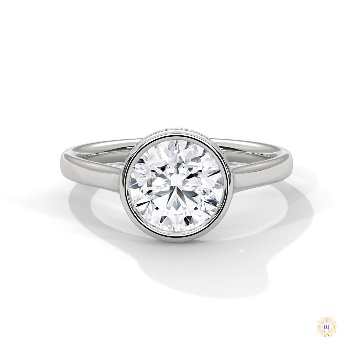 2.15 Ct. Bezel-Set Round Lab Diamond Solitaire Ring