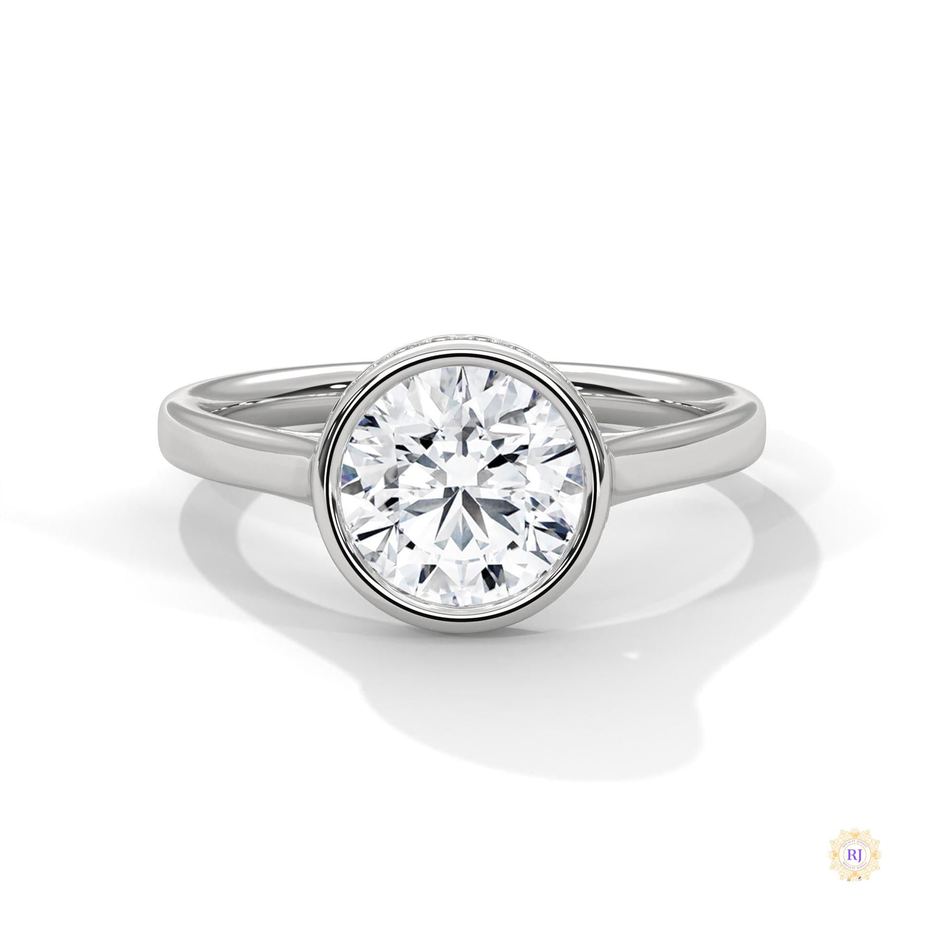2.15 Ct. Bezel-Set Round Lab Diamond Solitaire Ring