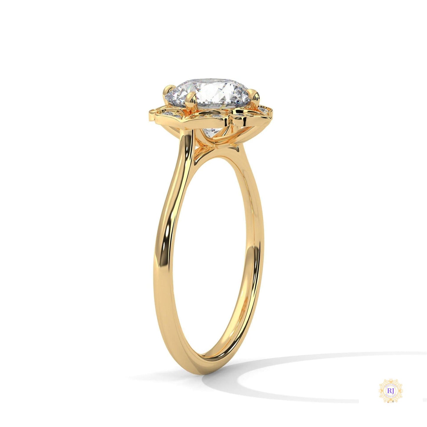 2.15 Ct. Floral Halo Lab Diamond Engagement Ring