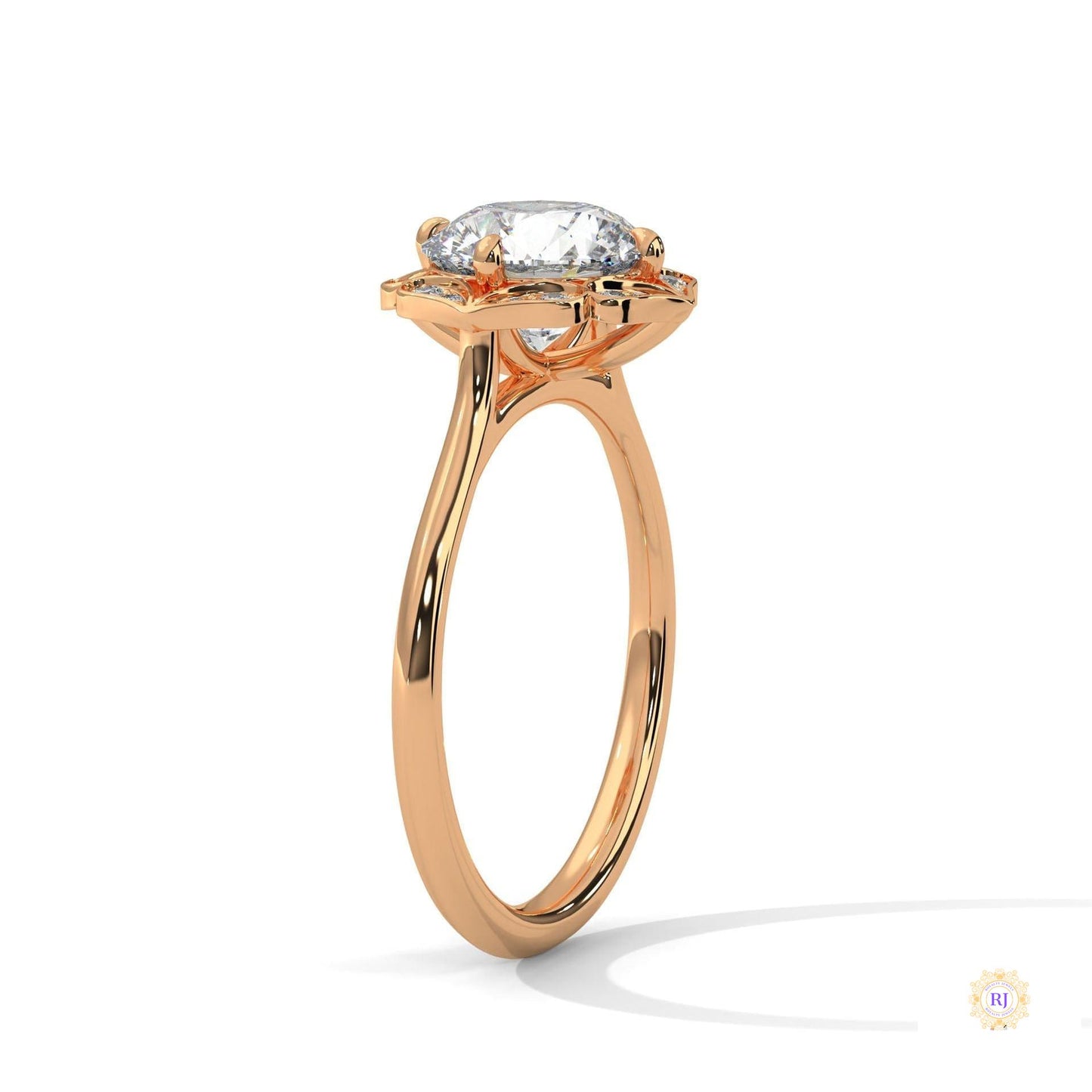 2.15 Ct. Floral Halo Lab Diamond Engagement Ring
