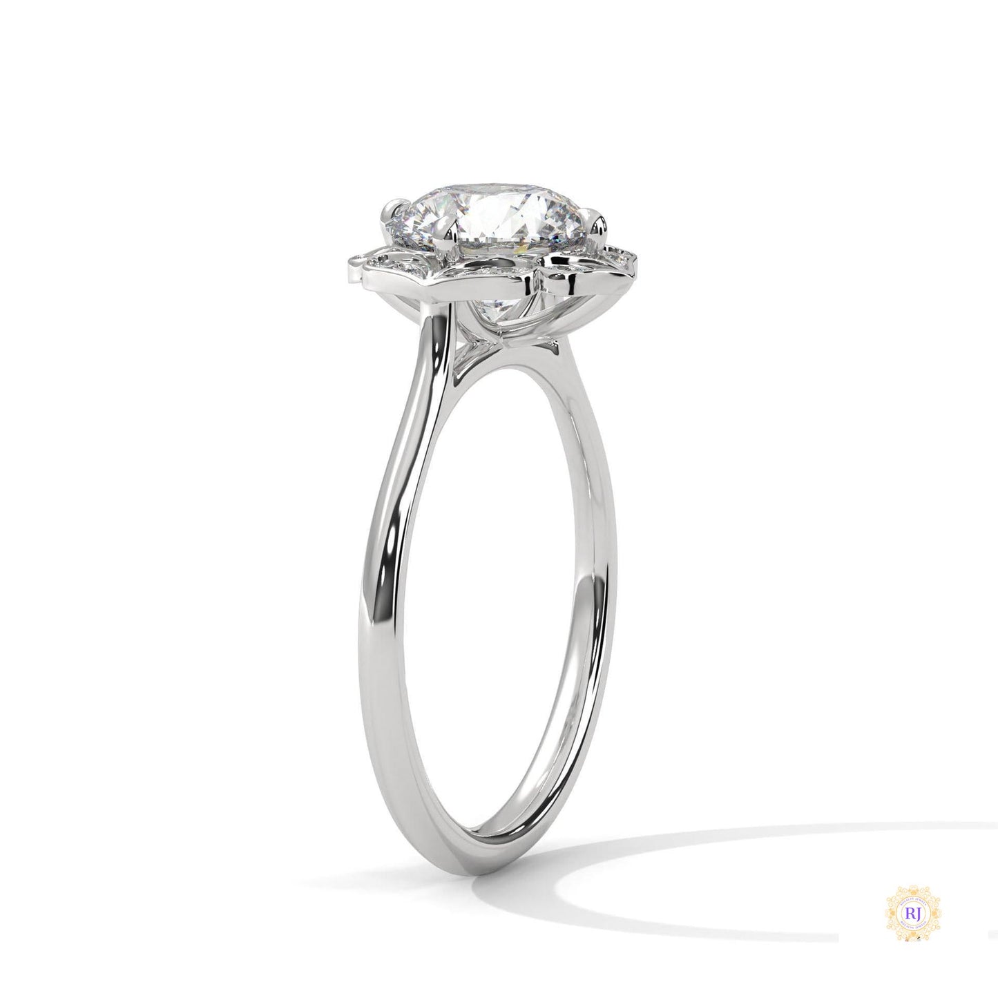 2.15 Ct. Floral Halo Lab Diamond Engagement Ring