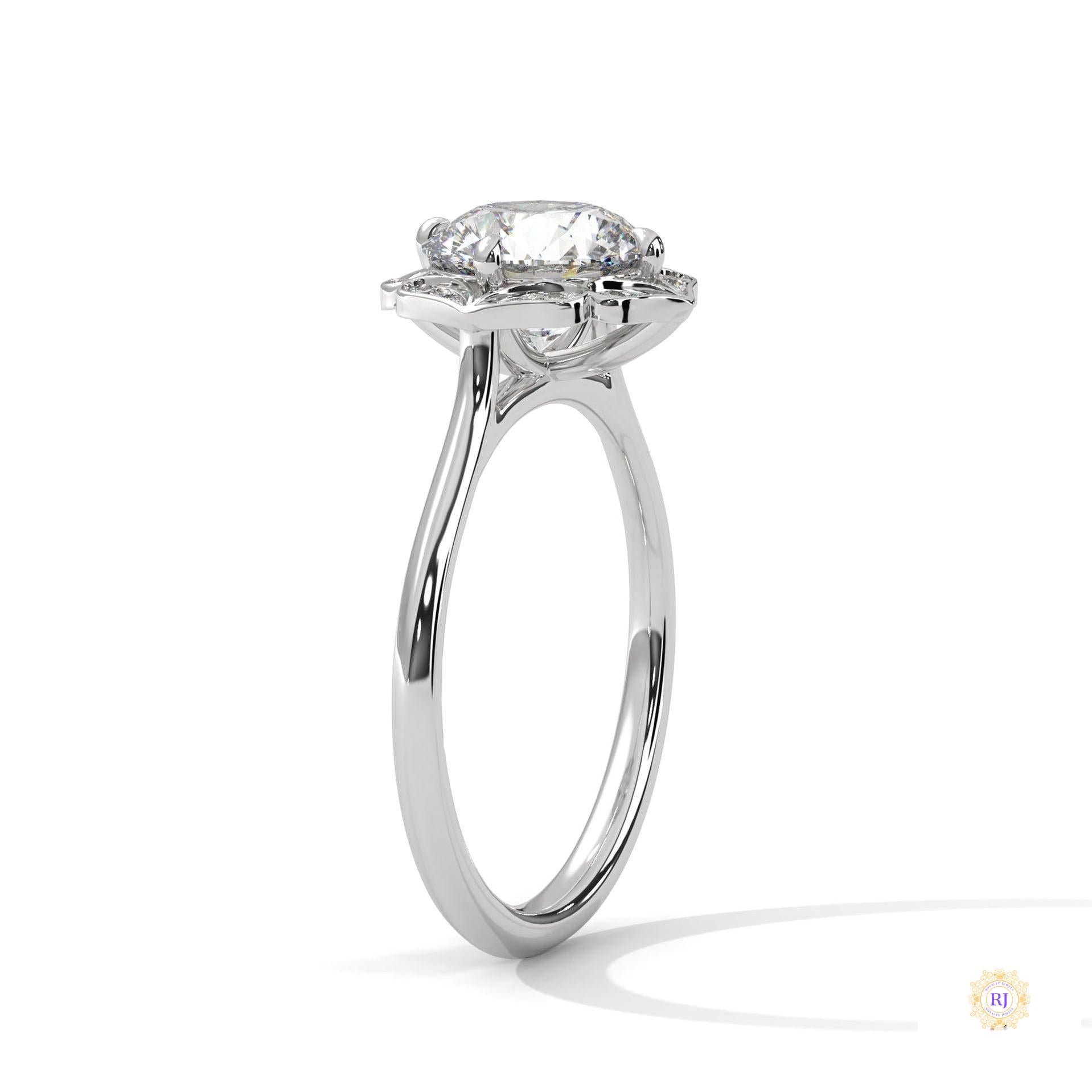 2.15 Ct. Floral Halo Lab Diamond Engagement Ring