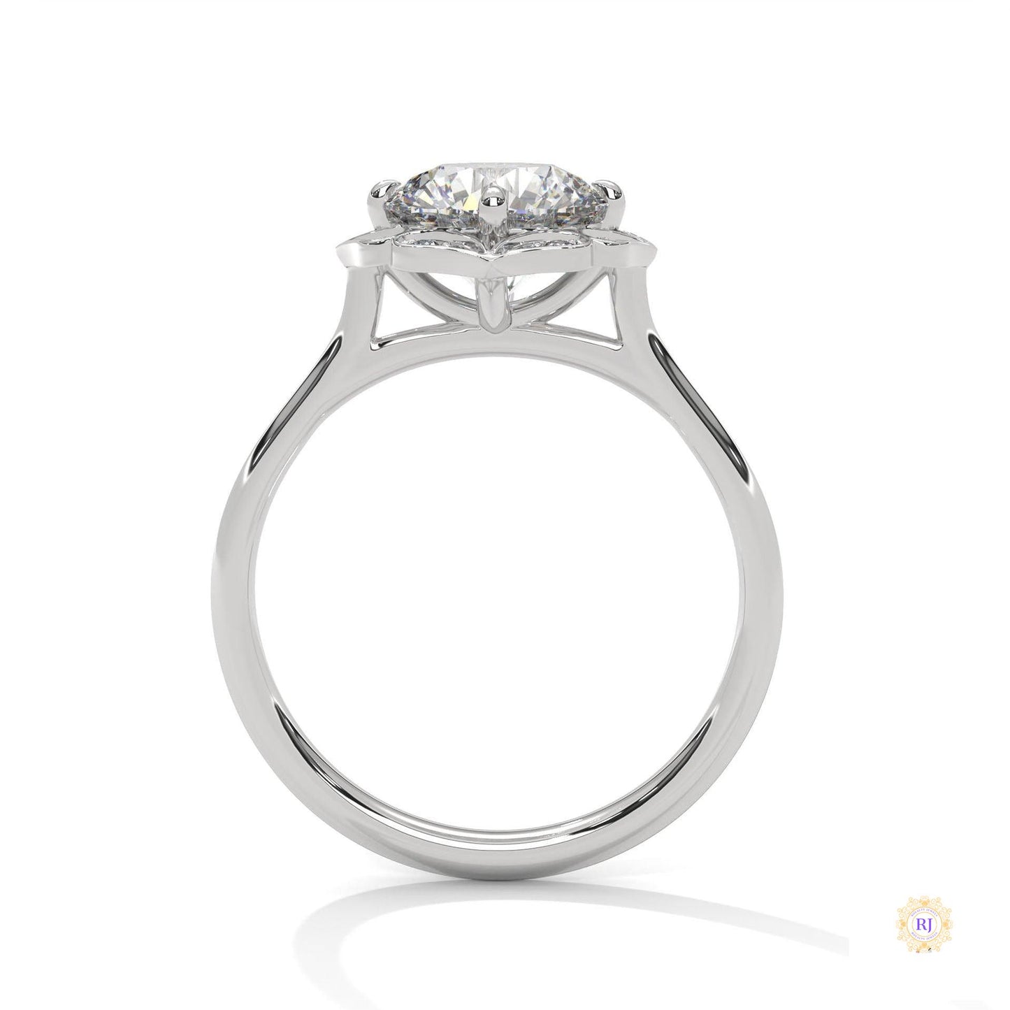 2.15 Ct. Floral Halo Lab Diamond Engagement Ring
