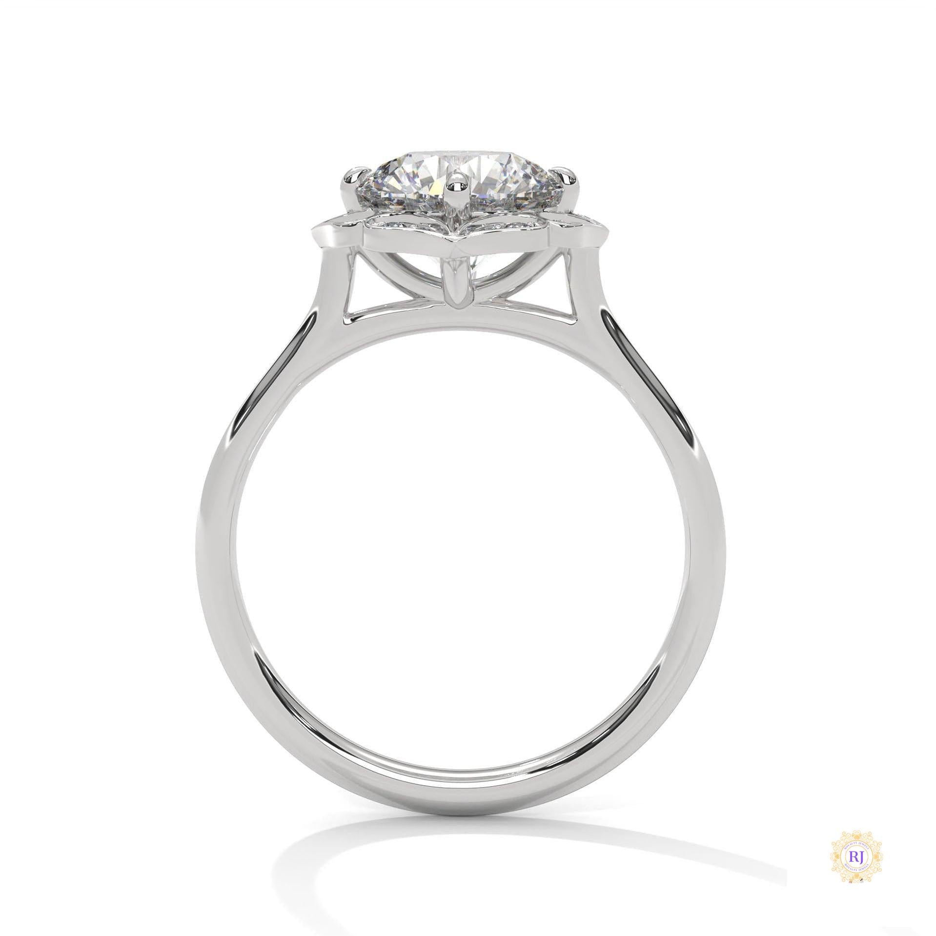2.15 Ct. Floral Halo Lab Diamond Engagement Ring