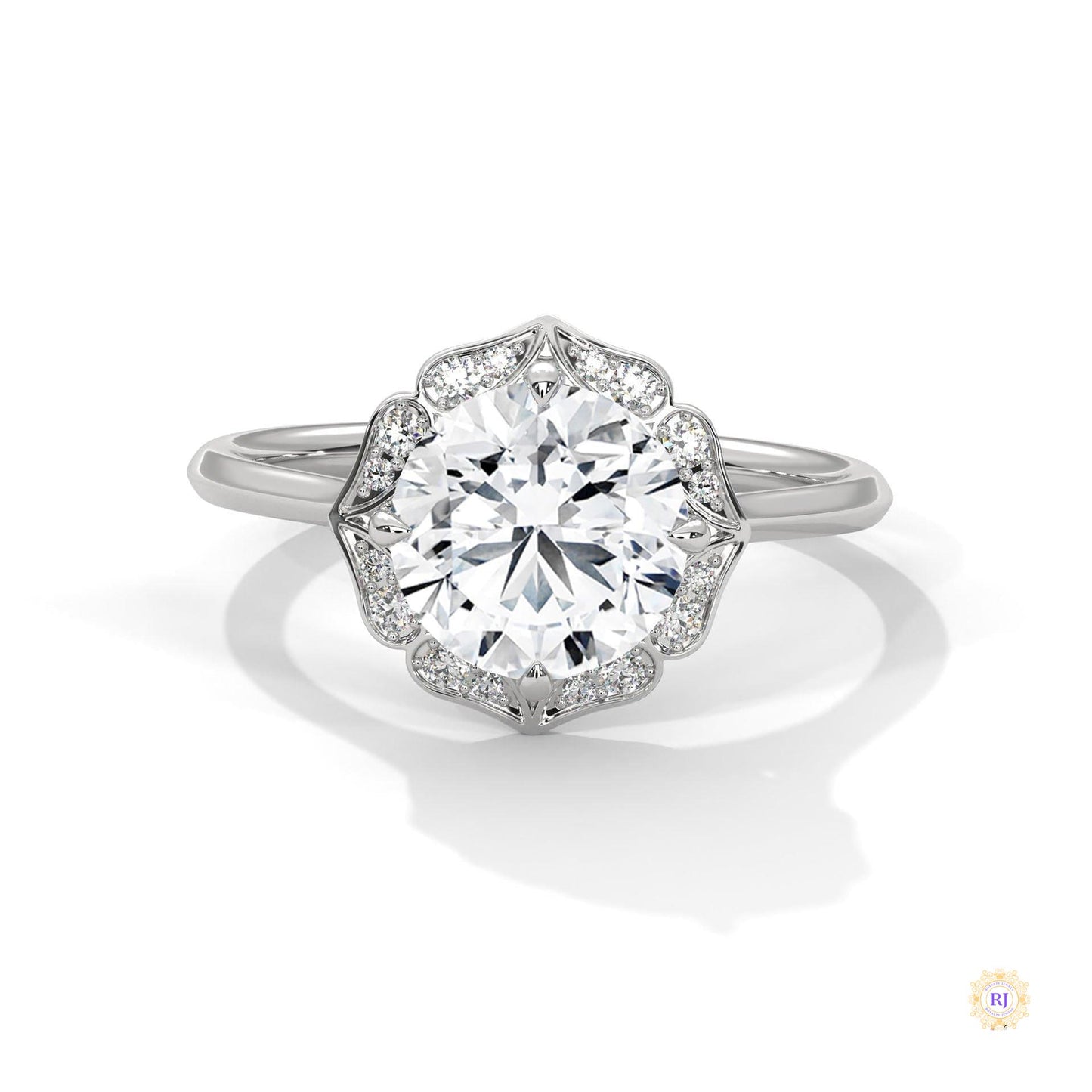 2.15 Ct. Floral Halo Lab Diamond Engagement Ring