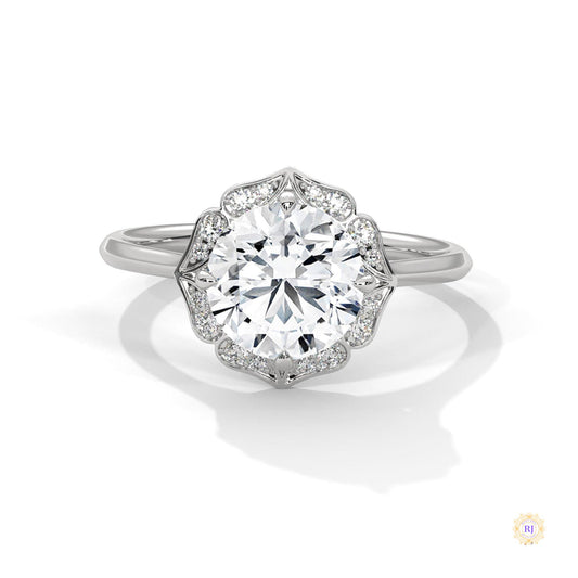 2.15 Ct. Floral Halo Lab Diamond Engagement Ring