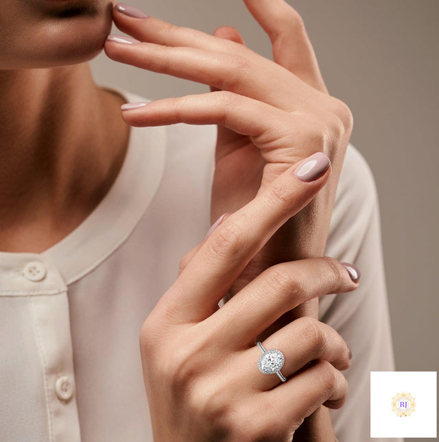 2.15 Ct. Oval Halo Lab Diamond Ring