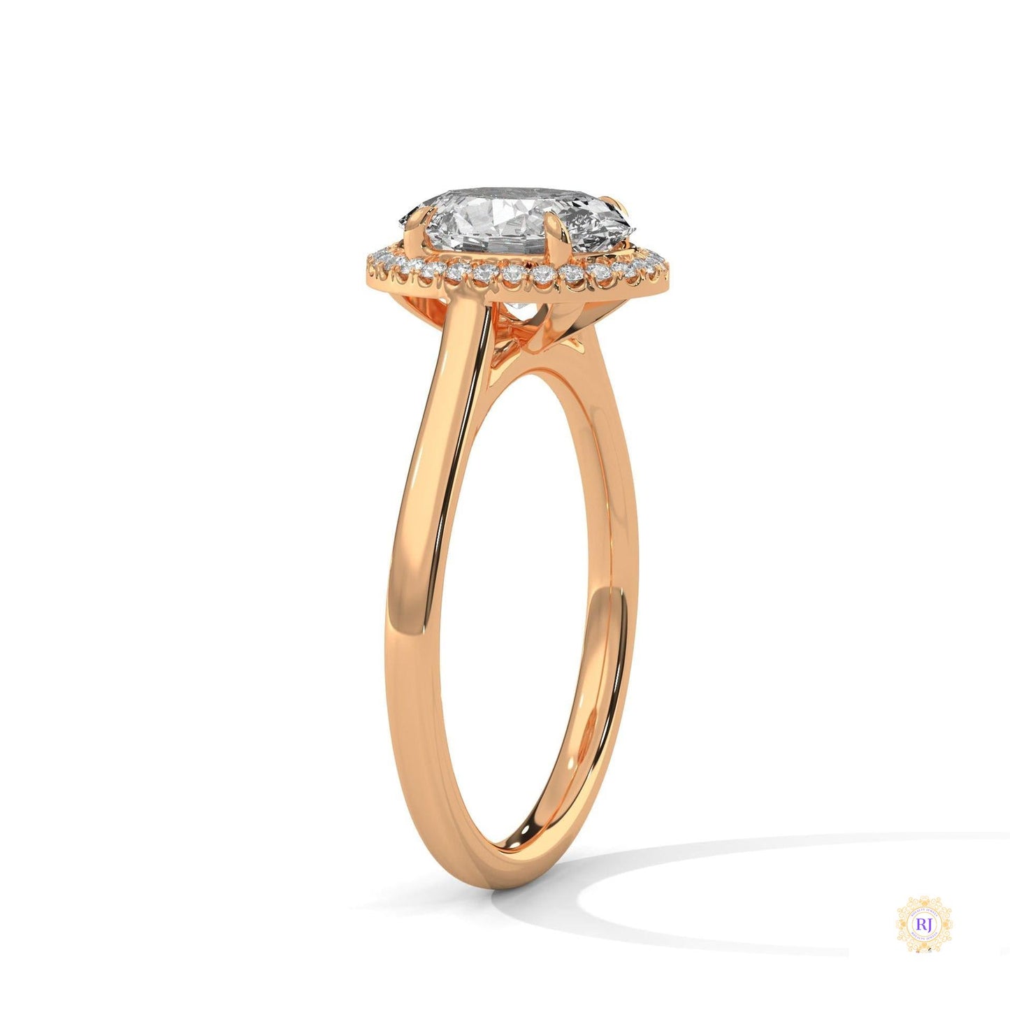 2.15 Ct. Oval Halo Lab Diamond Ring