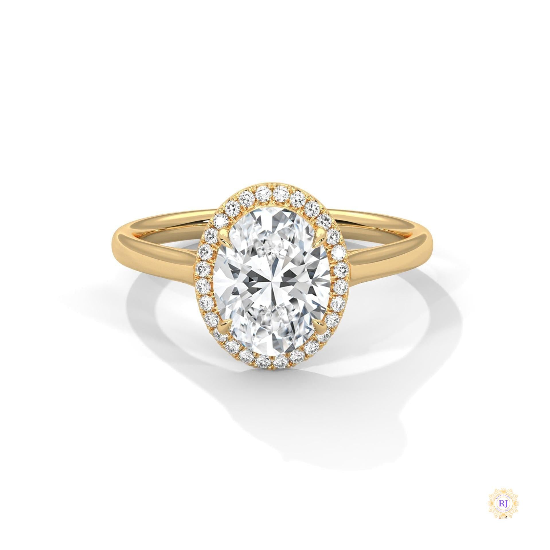2.15 Ct. Oval Halo Lab Diamond Ring