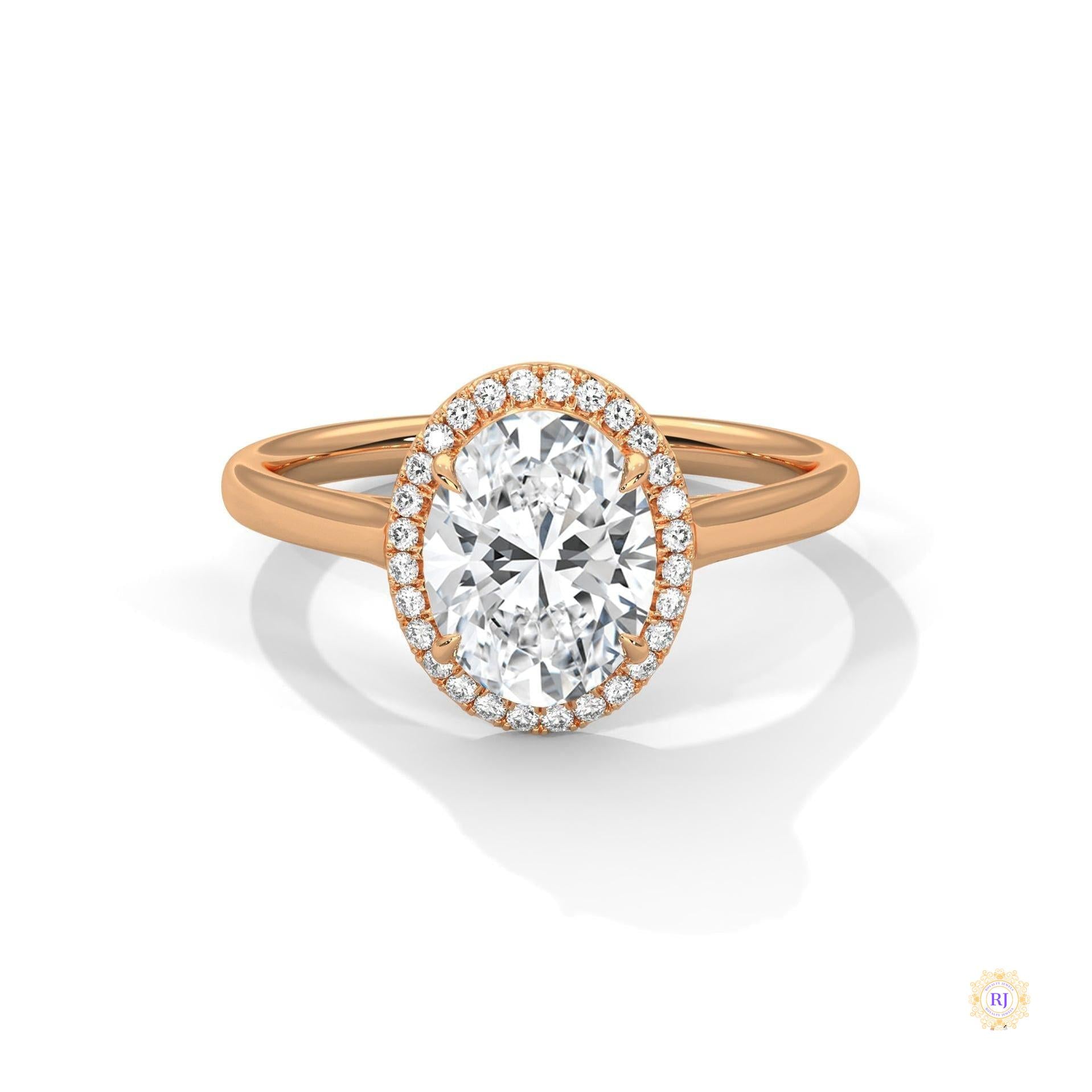 2.15 Ct. Oval Halo Lab Diamond Ring
