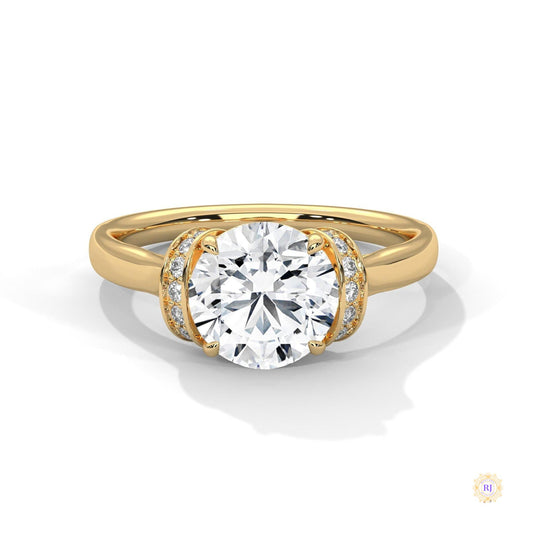 2.15 Ct. Round Lab Diamond Ring with Pavé Cushion Basket