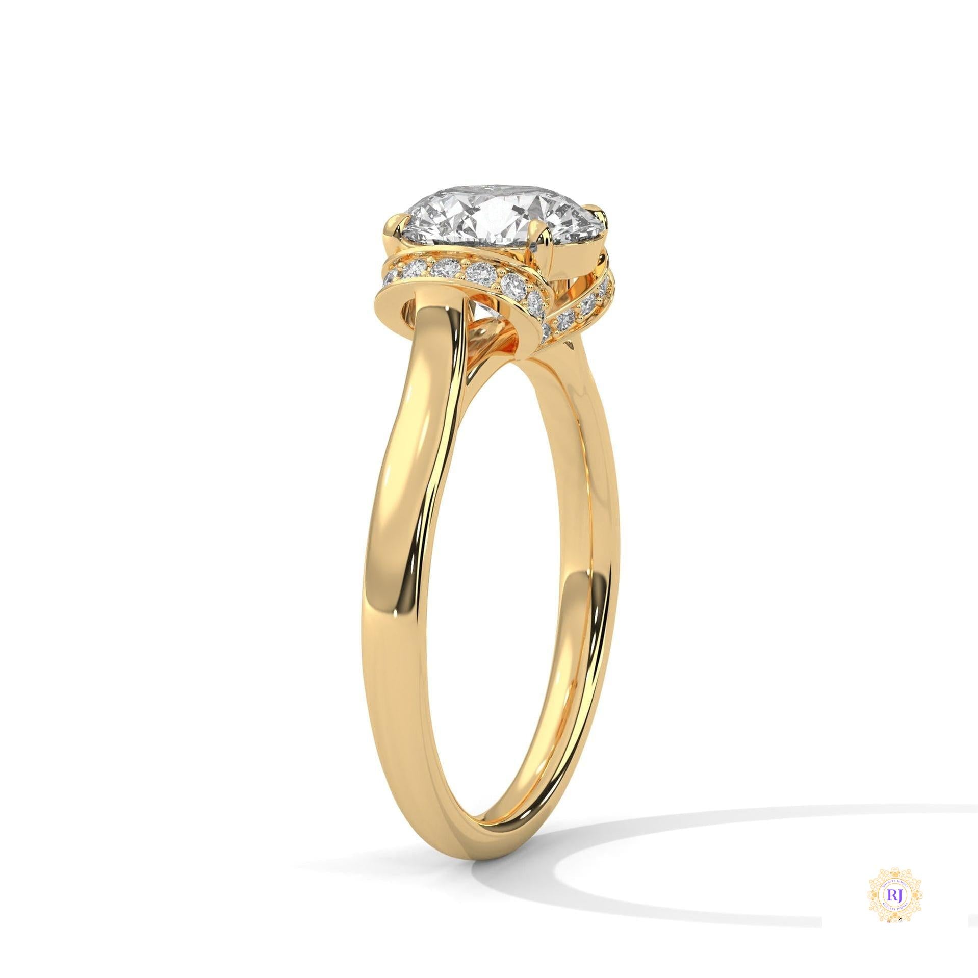 2.15 Ct. Round Lab Diamond Ring with Pavé Cushion Basket
