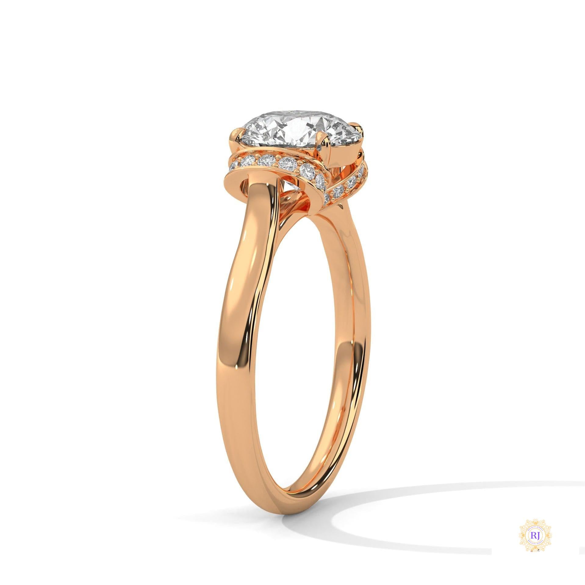2.15 Ct. Round Lab Diamond Ring with Pavé Cushion Basket