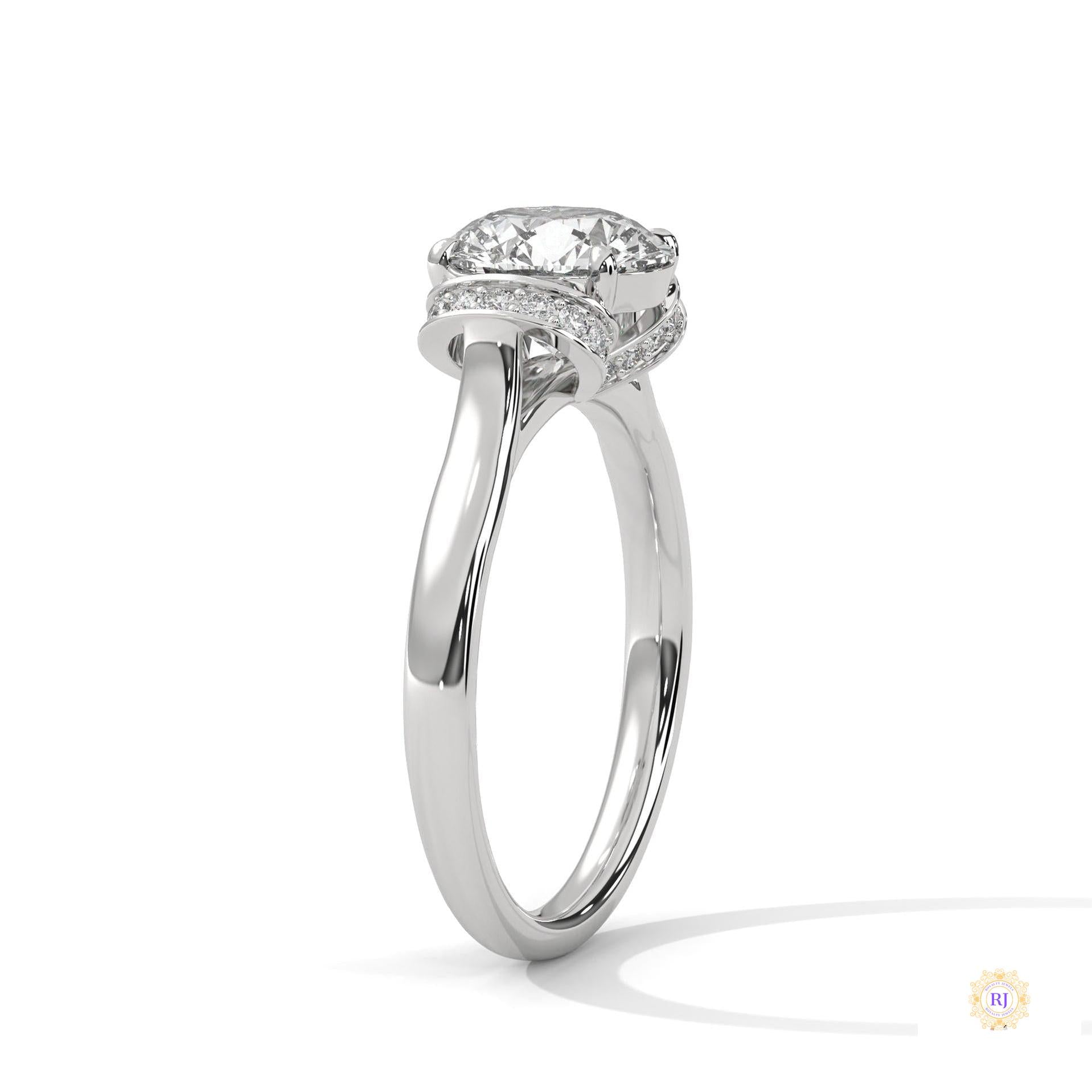 2.15 Ct. Round Lab Diamond Ring with Pavé Cushion Basket