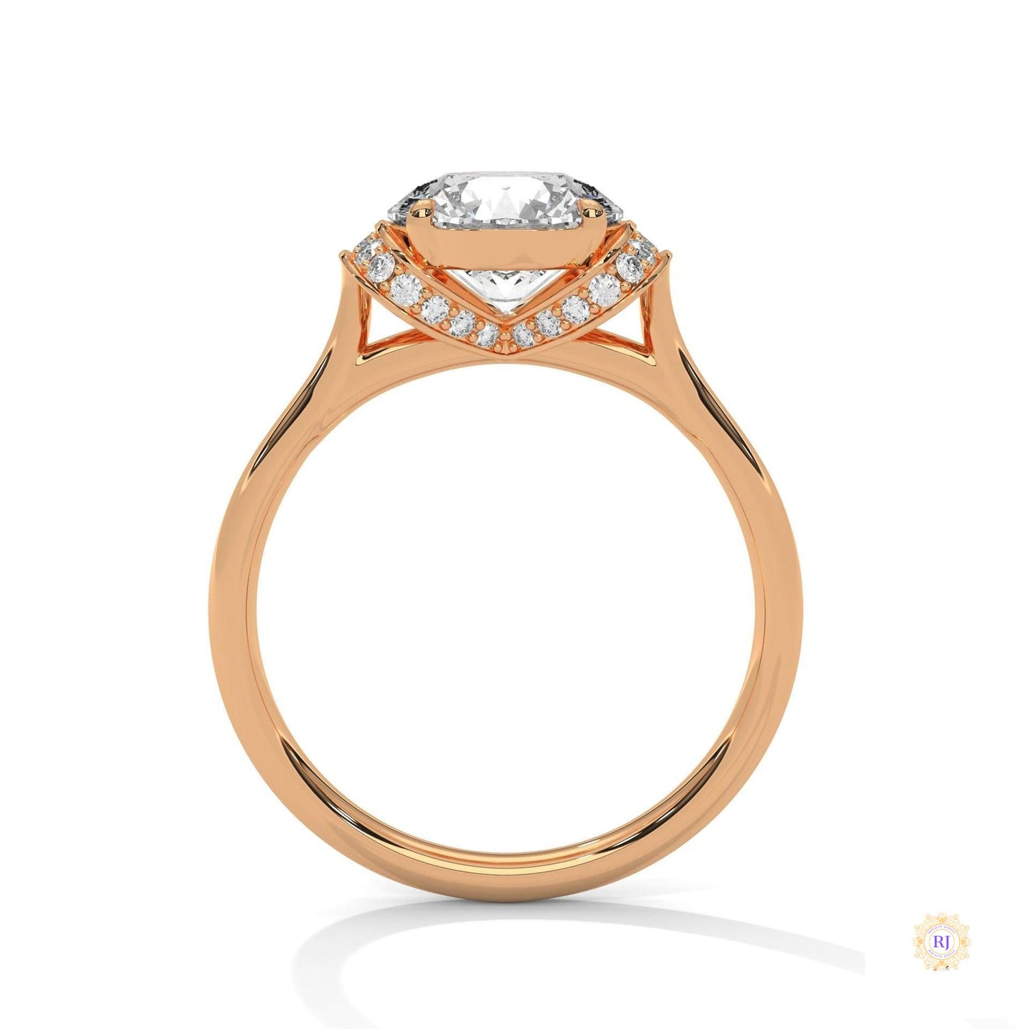 2.15 Ct. Round Lab Diamond Ring with Pavé Cushion Basket