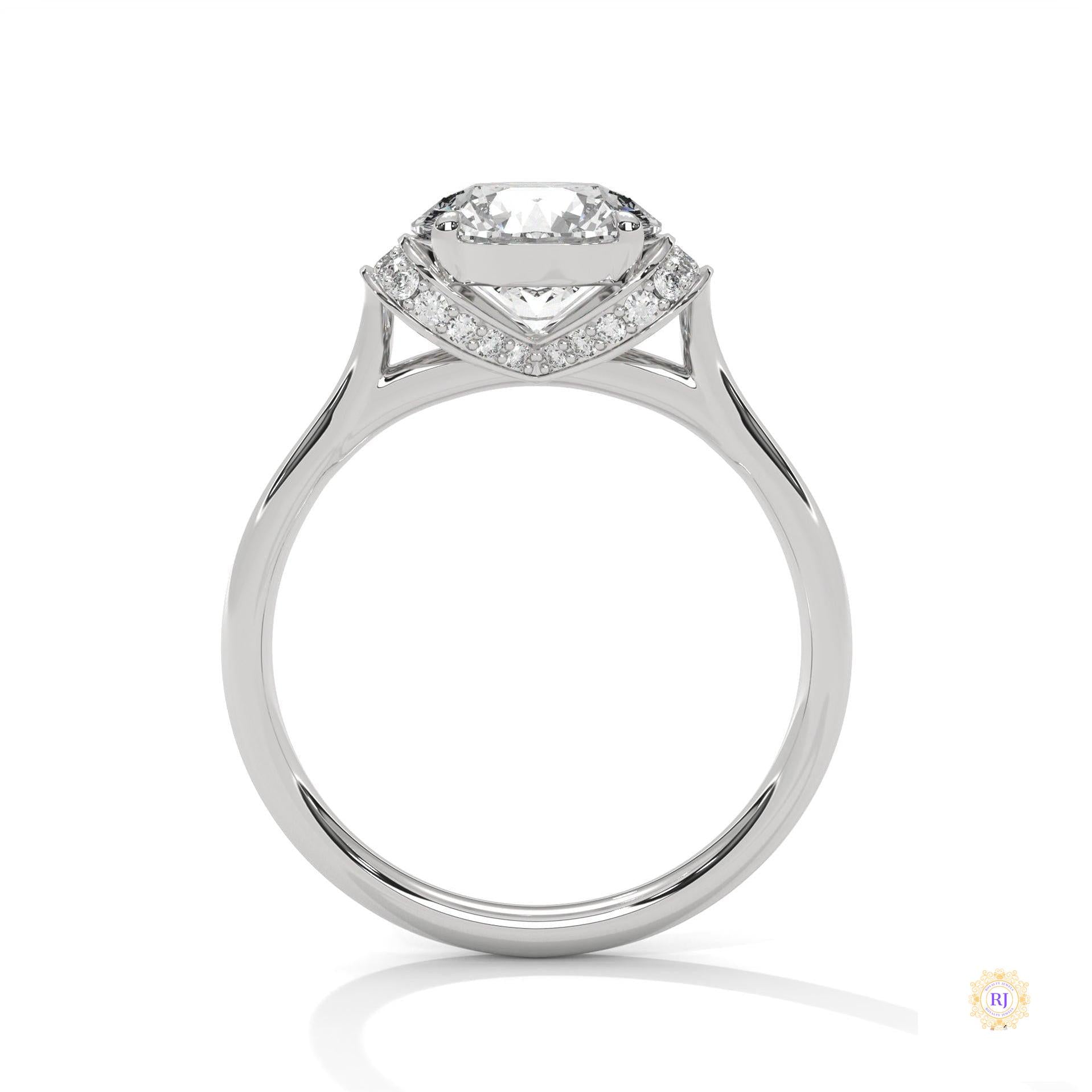 2.15 Ct. Round Lab Diamond Ring with Pavé Cushion Basket