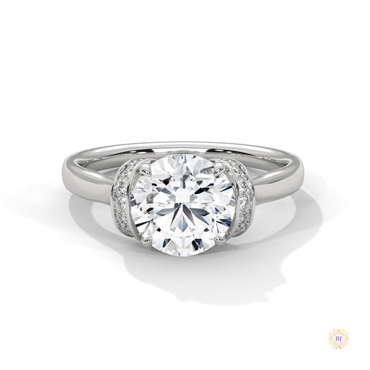 2.15 Ct. Round Lab Diamond Ring with Pavé Cushion Basket