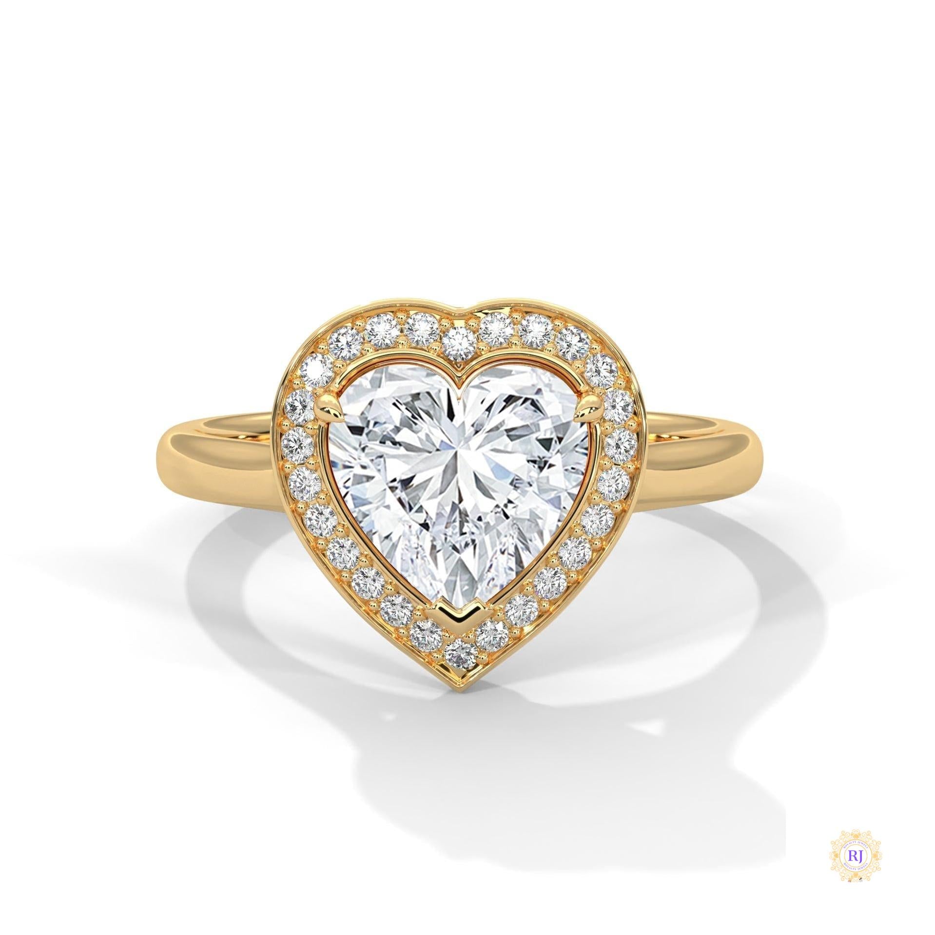 2.20 Ct. Bezel Heart Lab Diamond Engagement Ring