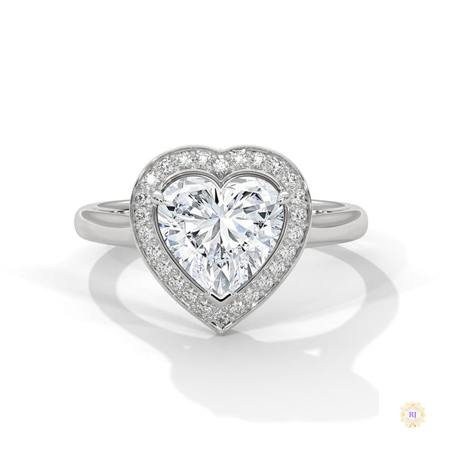 2.20 Ct. Bezel Heart Lab Diamond Engagement Ring