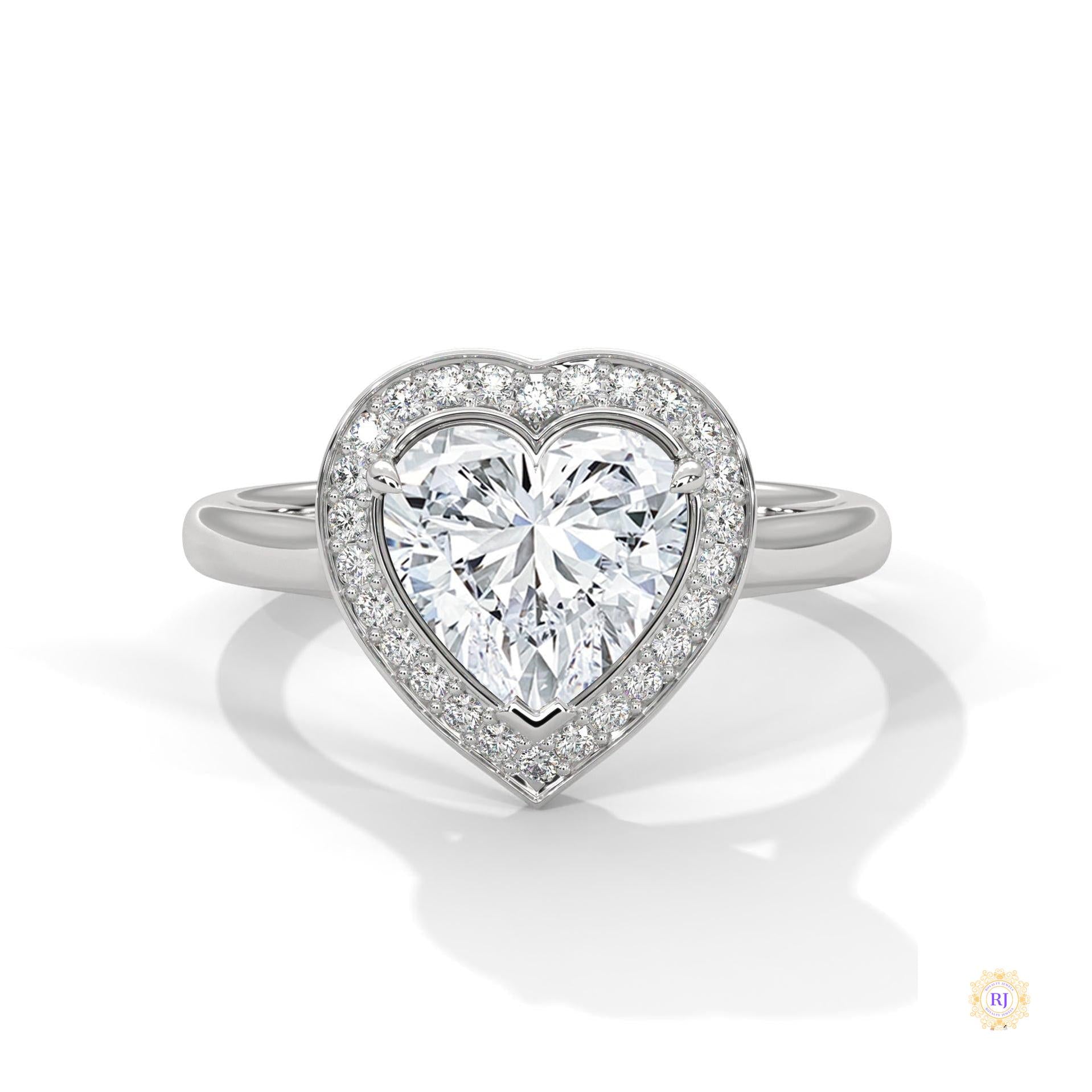 2.20 Ct. Bezel Heart Lab Diamond Engagement Ring