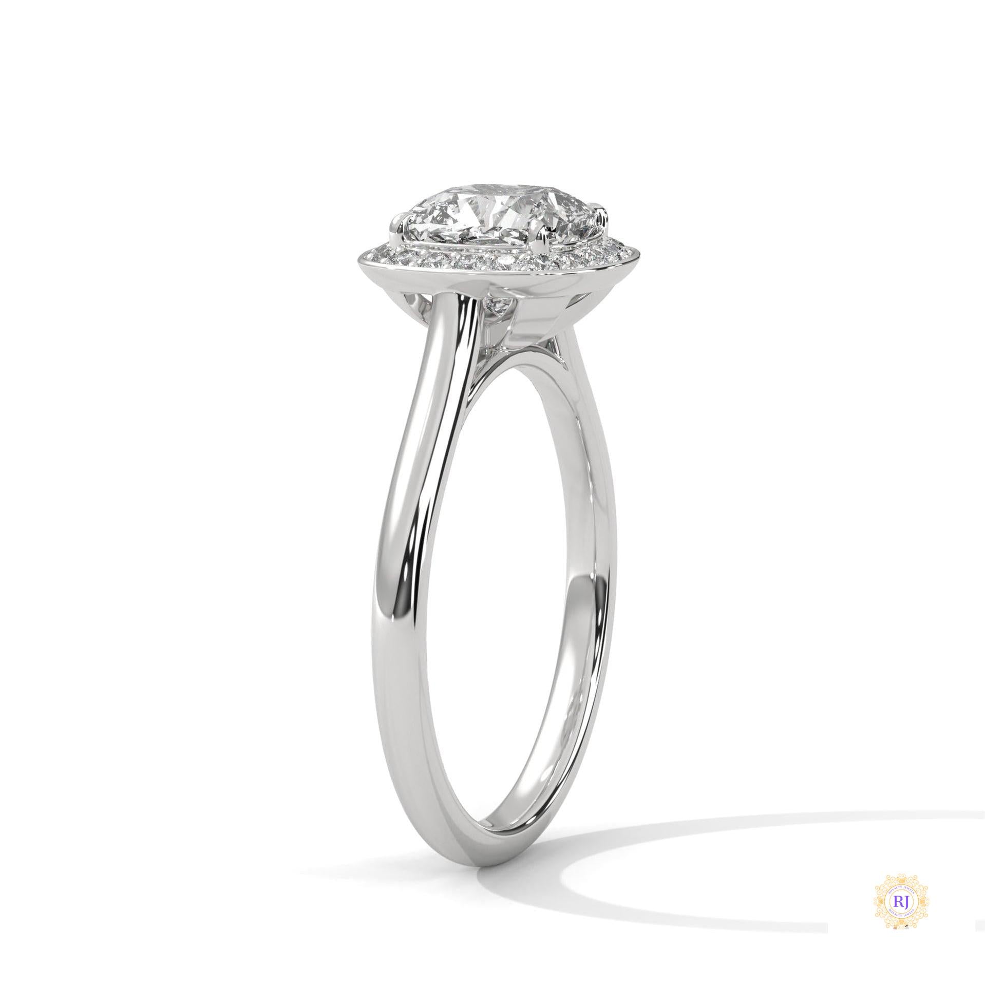 2.20 Ct. Cushion Halo Lab Diamond Engagement Ring