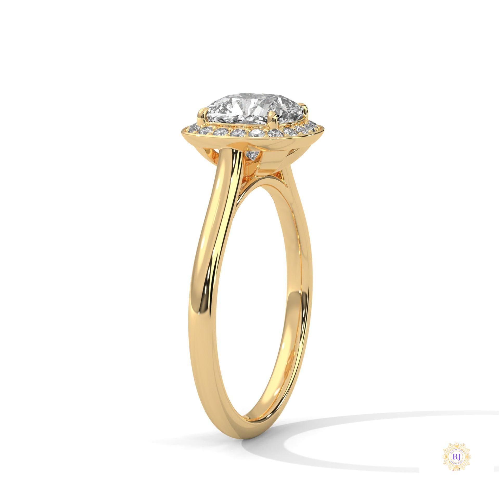 2.20 Ct. Cushion Halo Lab Diamond Engagement Ring