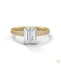 2.20 Ct. Emerald Cut Lab Diamond Pavé Engagement Ring