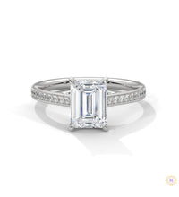 2.20 Ct. Emerald Cut Lab Diamond Pavé Engagement Ring
