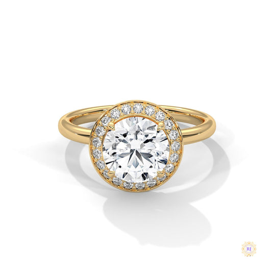 2.20 Ct. Lab Diamond Bezel Halo Ring