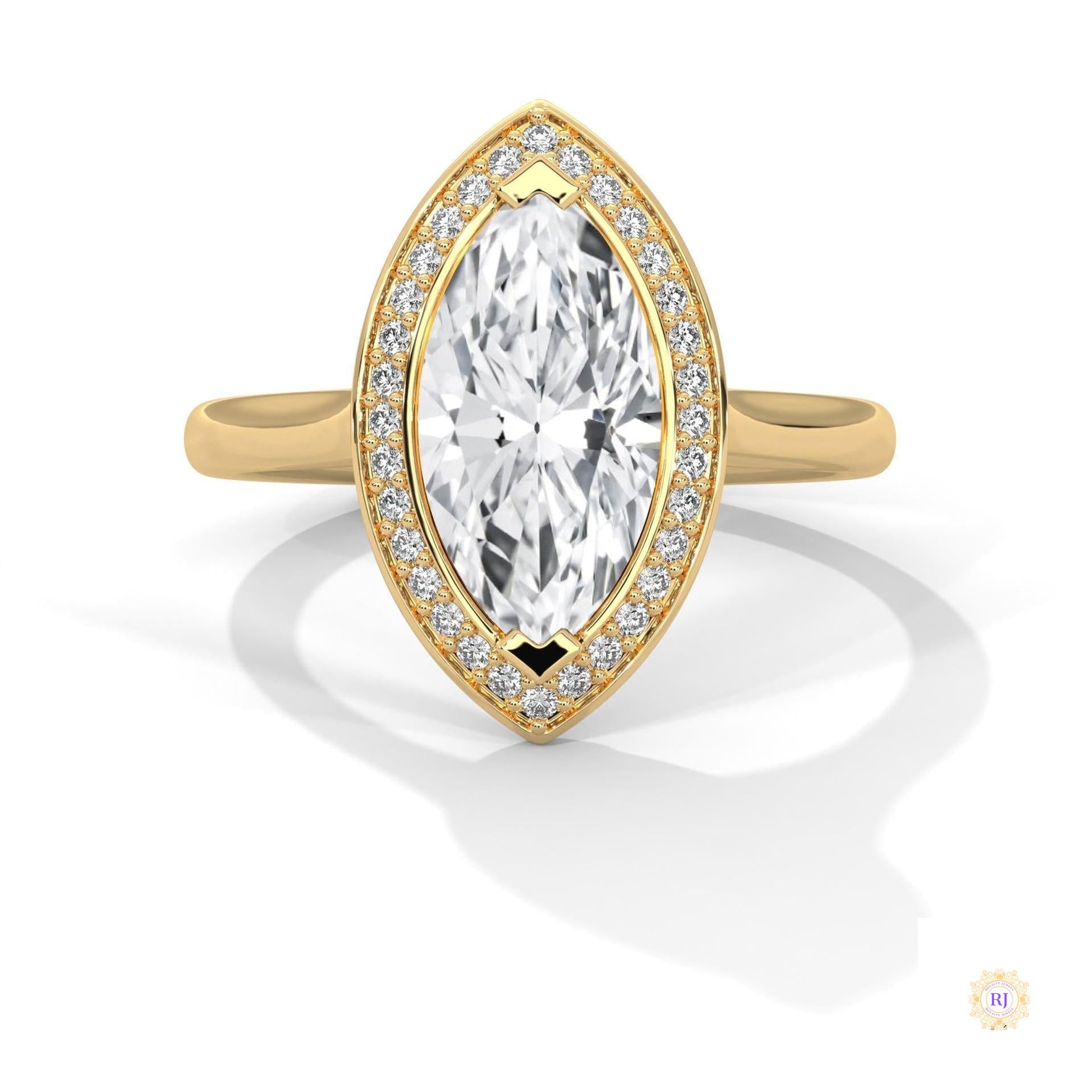 2.20 Ct. Marquise Halo Diamond Ring