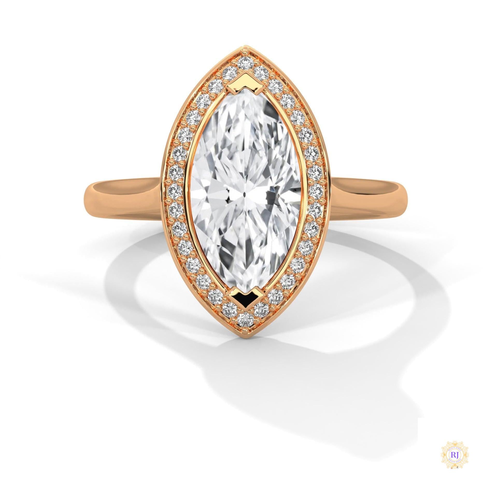 2.20 Ct. Marquise Halo Diamond Ring