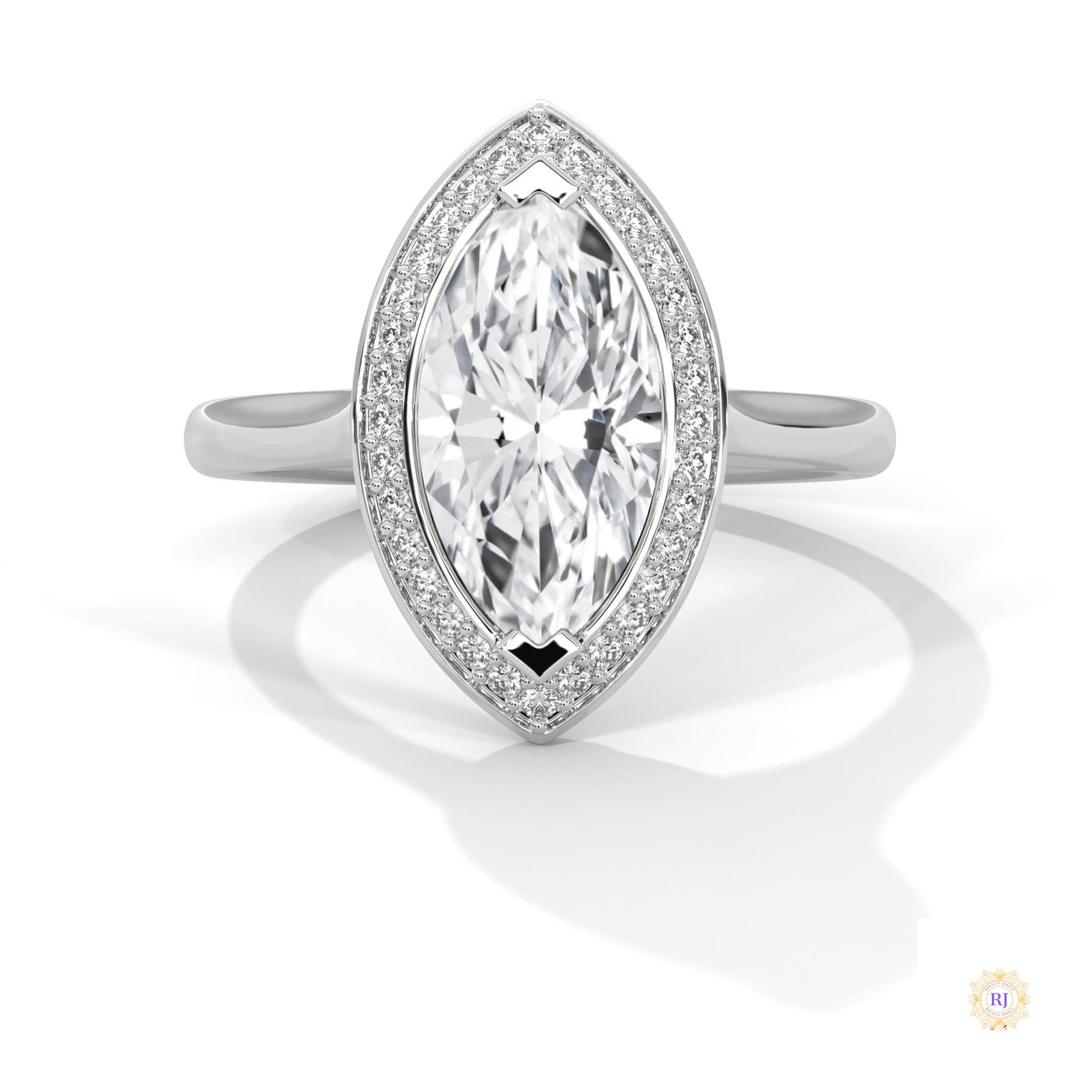 2.20 Ct. Marquise Halo Diamond Ring