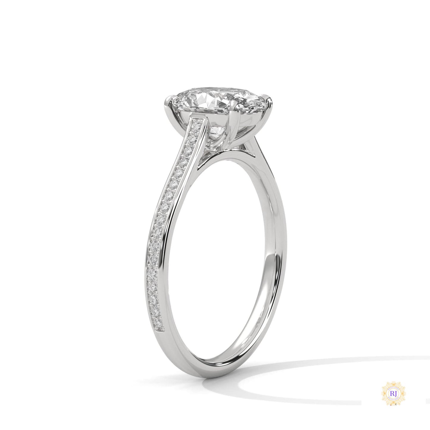 2.20 Ct. Oval Solitaire Pavé Lab Diamond Ring