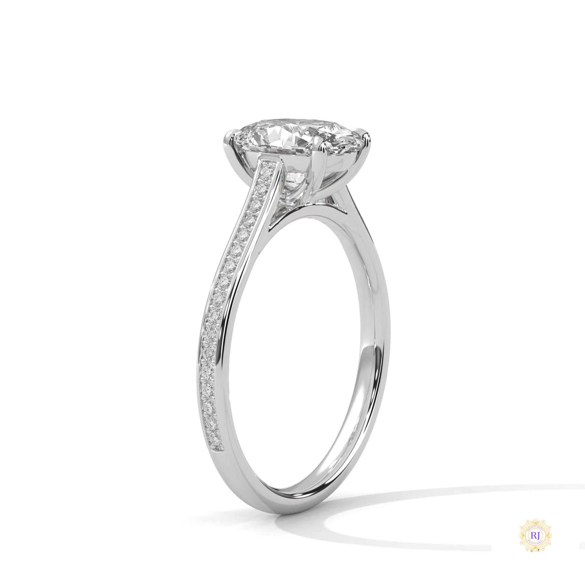 2.20 Ct. Oval Solitaire Pavé Lab Diamond Ring