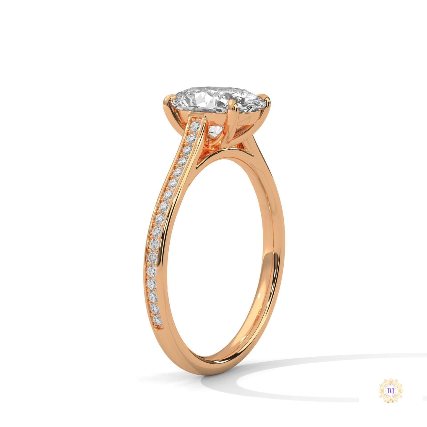 2.20 Ct. Oval Solitaire Pavé Lab Diamond Ring