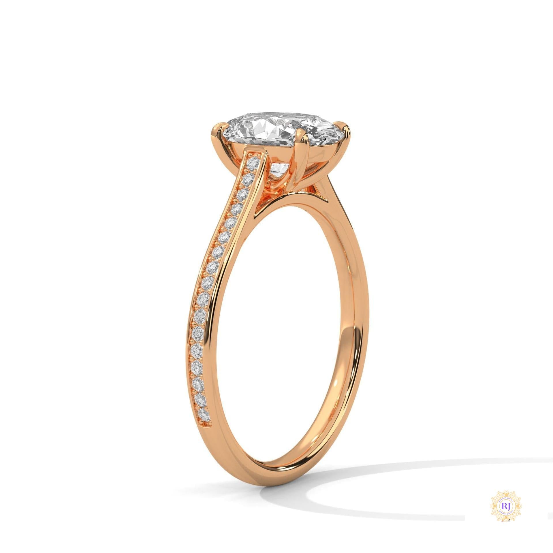 2.20 Ct. Oval Solitaire Pavé Lab Diamond Ring