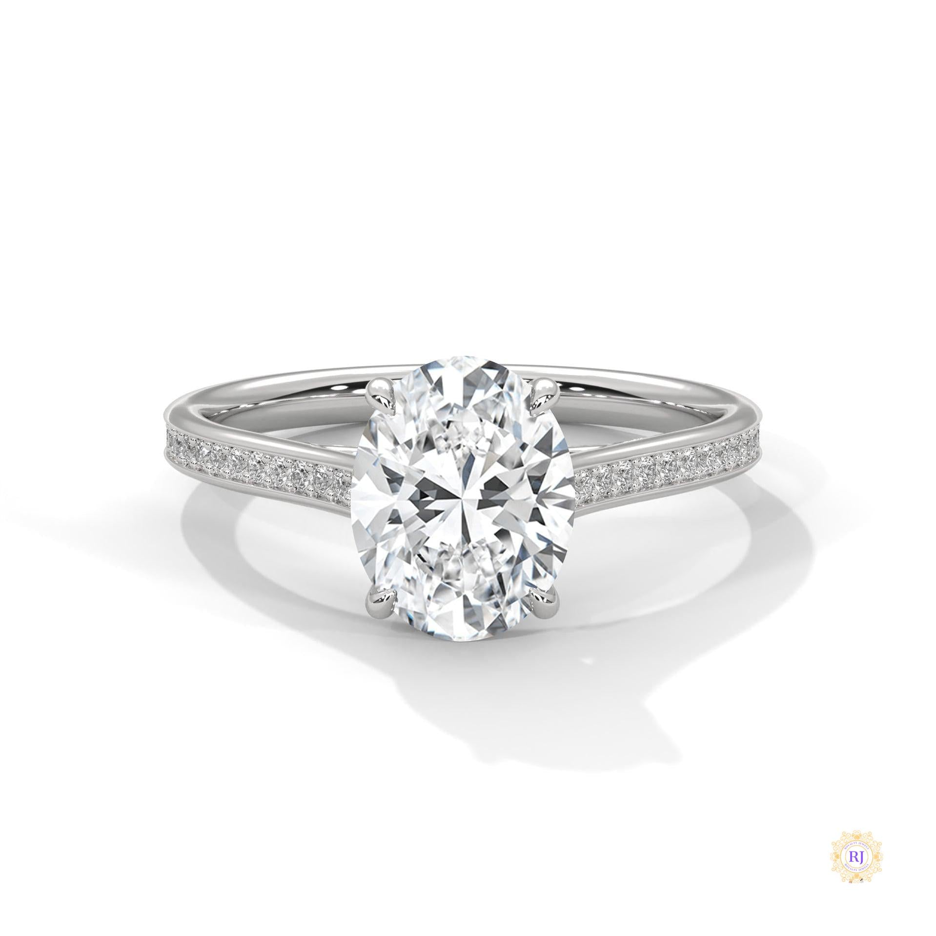 2.20 Ct. Oval Solitaire Pavé Lab Diamond Ring