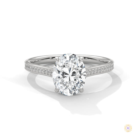 2.20 Ct. Oval Solitaire Pavé Lab Diamond Ring