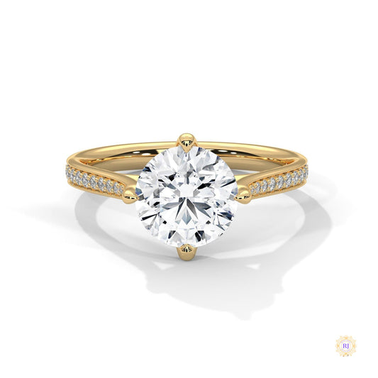 2.20 Ct. Pavé Diamond Solitaire Ring