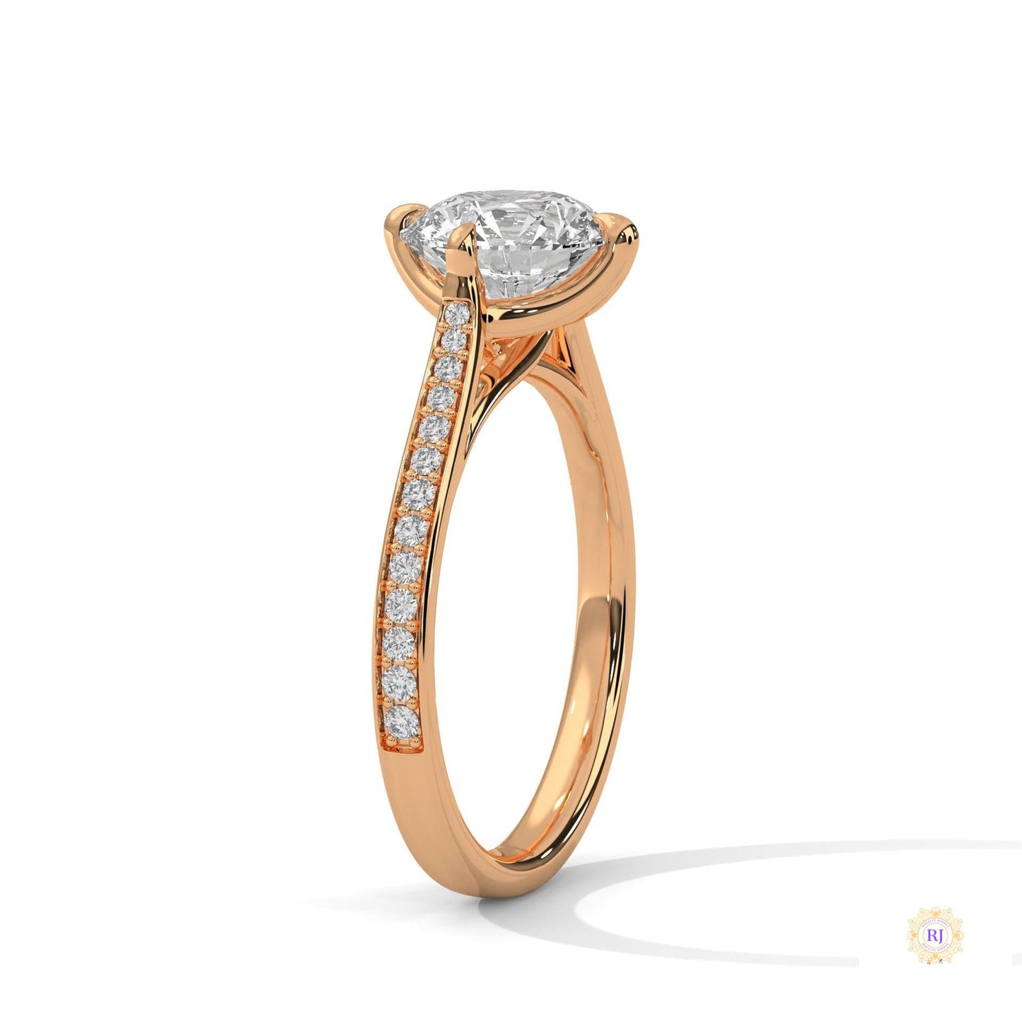 2.20 Ct. Pavé Diamond Solitaire Ring