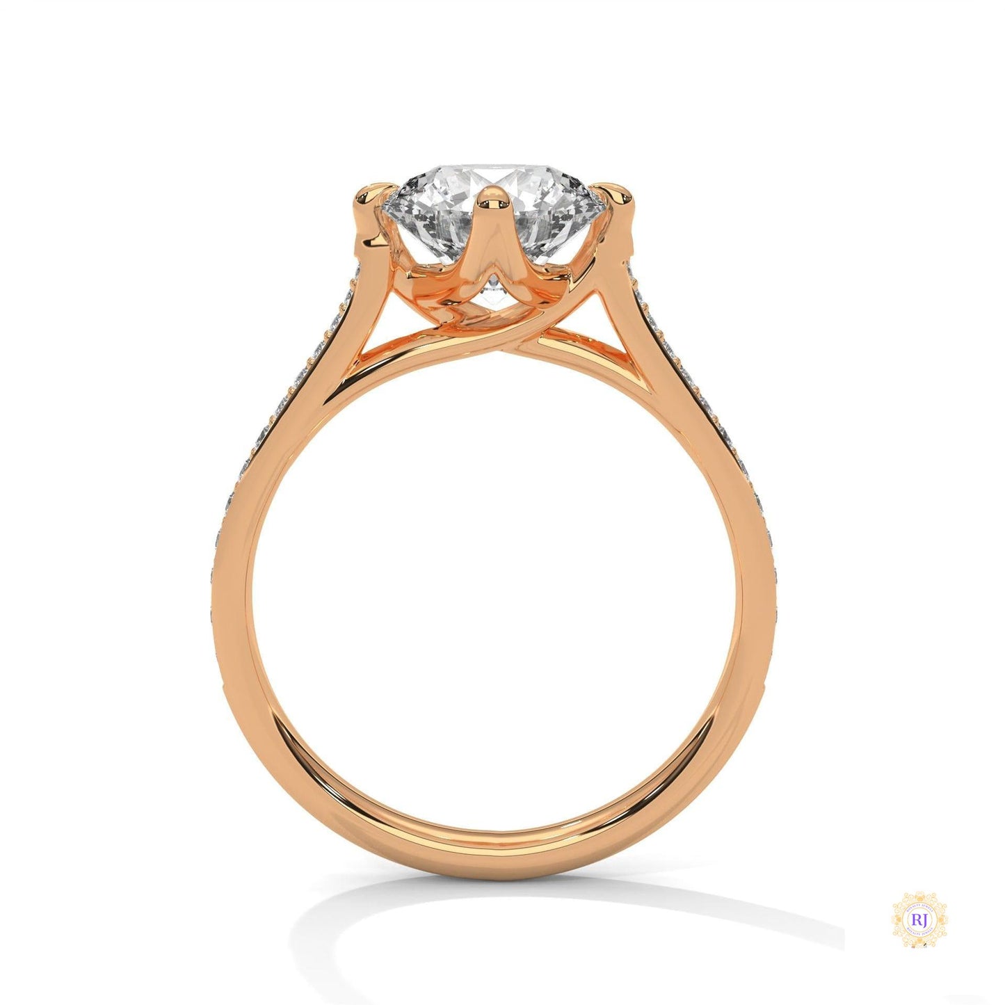 2.20 Ct. Pavé Diamond Solitaire Ring