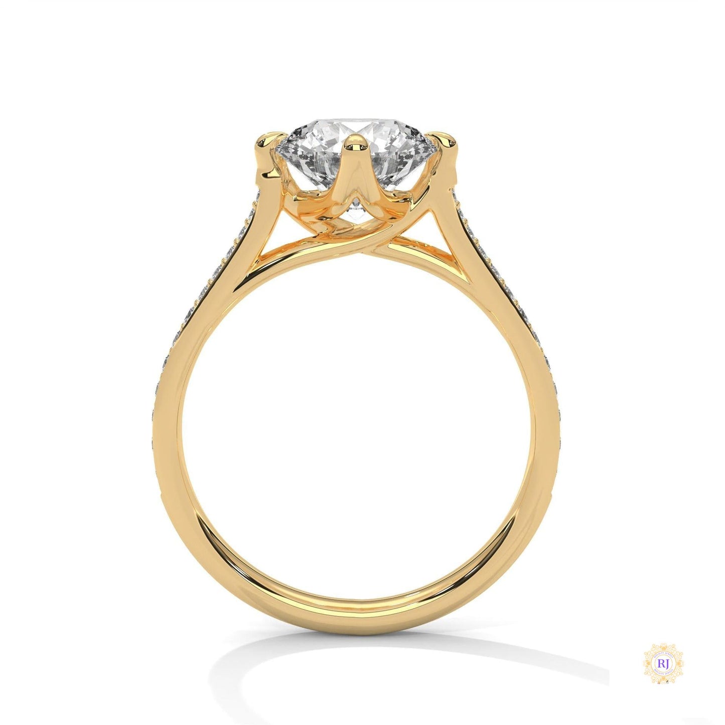 2.20 Ct. Pavé Diamond Solitaire Ring